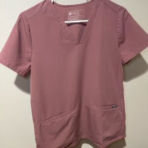 Figs Dusty Rose Scrub Top